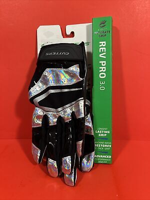 Cutters Rev Pro 3.0 C-Tack Ultimate Grip Black SILVER Ultimate Gloves Adult L