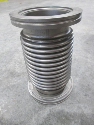 Stainless Steel Formed Bellows Vacuum Pipe/Hose, 7"L, 107MM Flange, Used