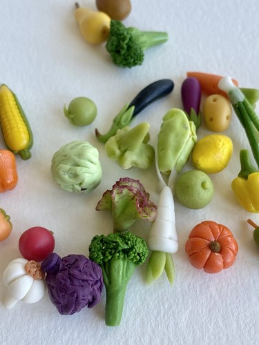 30 Pcs Set 1:12 clay Handmade miniature Dollhouse Mixed Vegetable Broccoli Corn