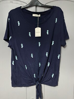Oasis Tie Front Top With Seahorses Size L