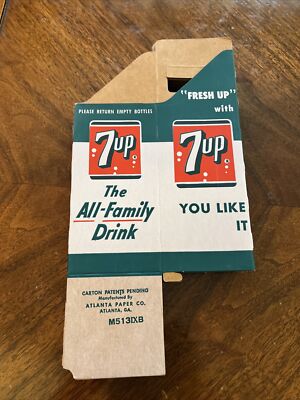 Vintage Soda Pop Bottle Carton 7 UP 2 Quarts Unused New Old Stock Mint
