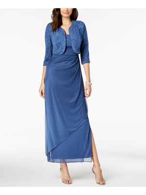 

ALEX EVENINGS Женская синяя деловая куртка с украшением, Синий, 125049