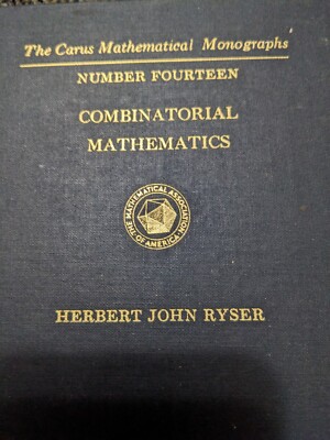 Combinatorial Mathematics  Ryser Carus Mathematical Monographs #14 Used HC 