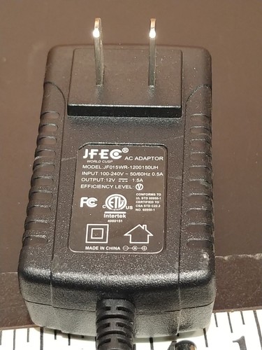JFEC 12V, 1.5A AC/DC WALL POWER SUPPLY ADAPTER CORD  JF015WR-1200150UH (box1)