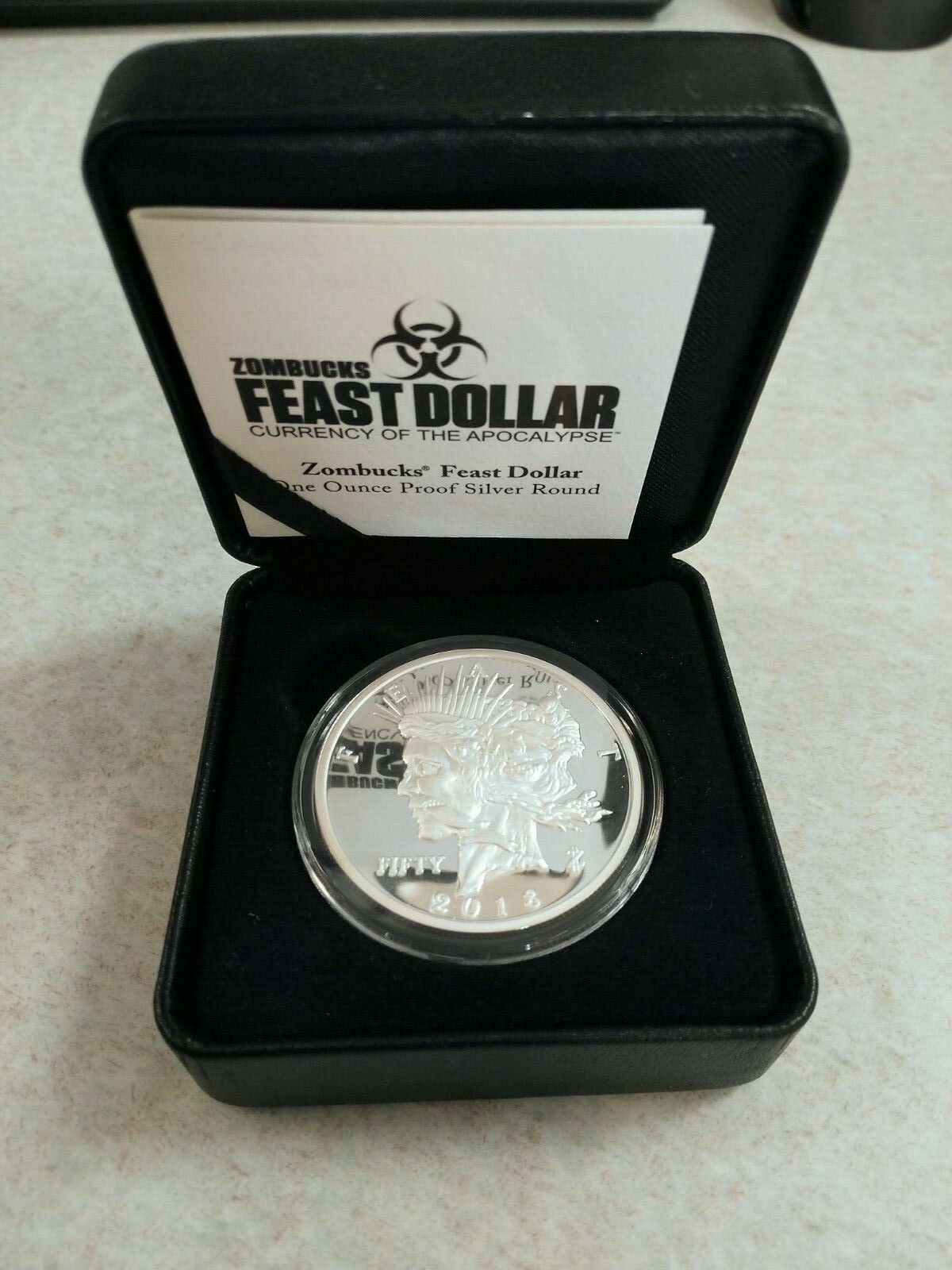 2018 Zombucks Feast Dollar 1 Oz .999 Silver Proof Round Bullion