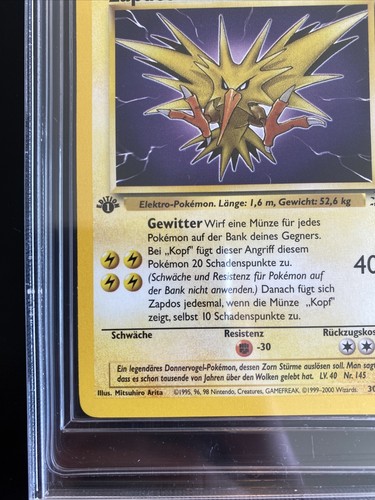 Pokemon Karte - Zapdos - EGS 9,5 - 1. Edition - 1562 Fossil