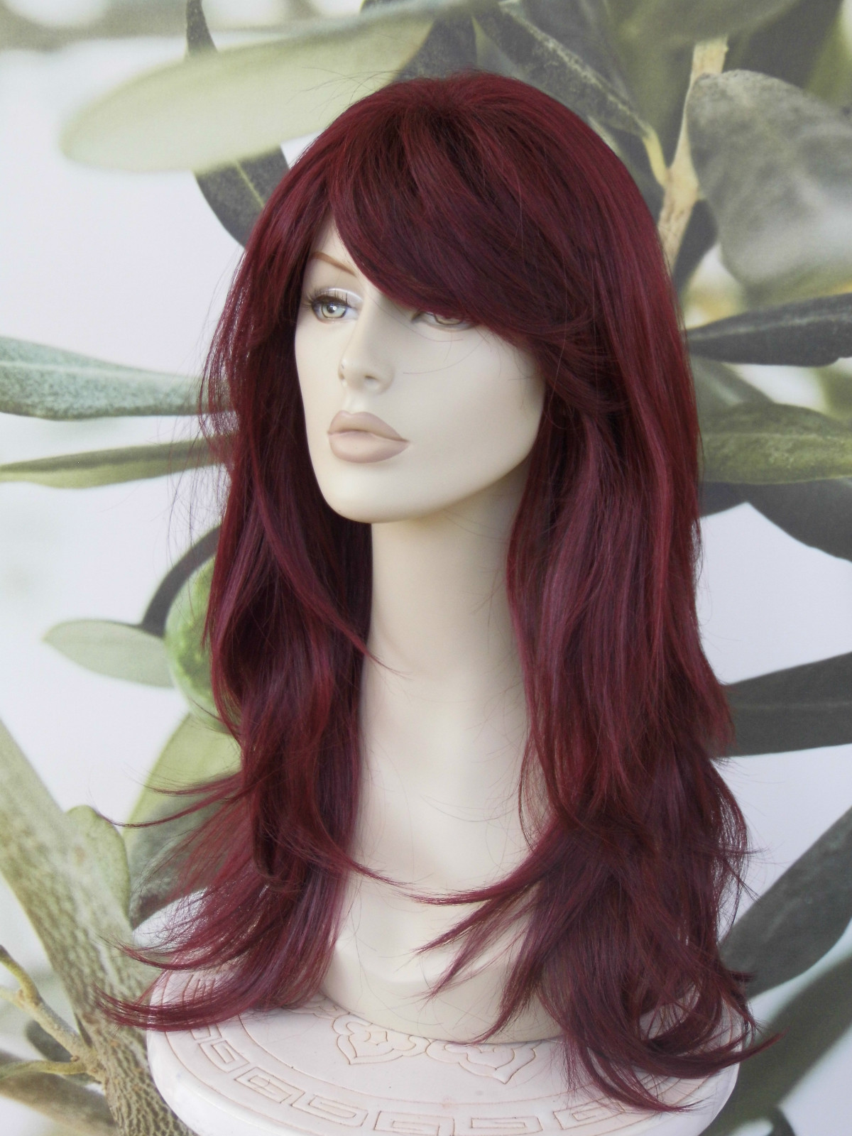Details About Full Womens Ladies Fashion Hair Wig Burgundy Red Plum Heat Resist Long 99j Uk