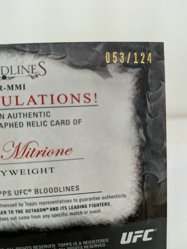 Matt Mitrione UFC Topps Bloodlines 2014 Autographed Relic 053/124