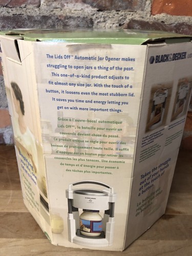 Black & Decker Lids Off Automatic Electric Jar Opener JW200 NIB WHITE