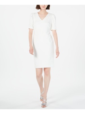 

Женское коктейльное платье миди цвета слоновой кости с короткими рукавами CALVIN KLEIN Размер, Цвет слоновой кости