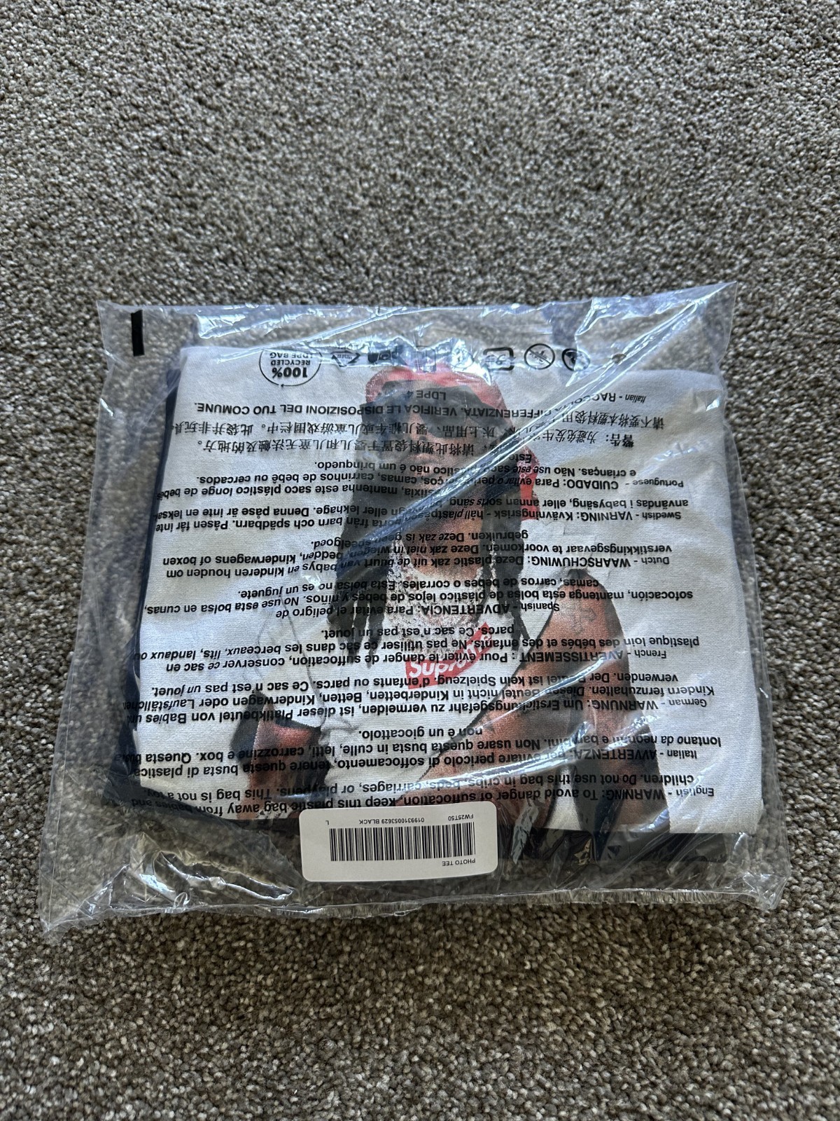 Supreme Playboi Carti Photo Tee Black T-Shirt (FW25) - Size