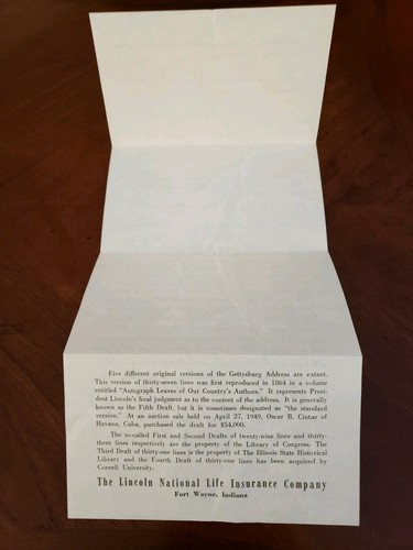 Gettysburg Address Facsimile Abraham Lincoln Handwriting Civil War 1863 History