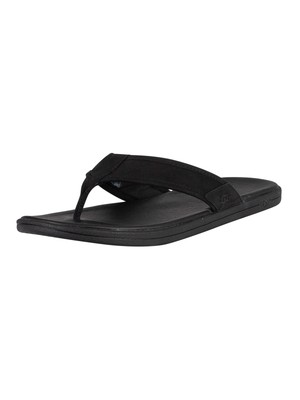 

Мужские кожаные шлепанцы UGG, черные, Черный, 1102690-BLK