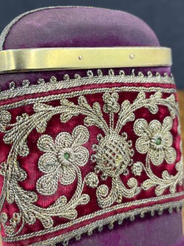 A Victorian silver gilt and embroidered cigar case London 1871