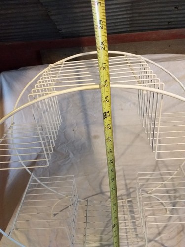 Vintage MidCentury Modern Round White Metal Plant Stand + steel wire rack atomic