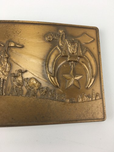 Vintage Brass Klitzner Shriners on Camels Caravan Masonic Masons Belt Buckle USA