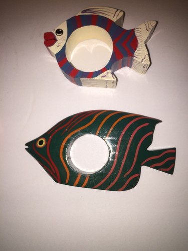 Lot of 8 Wooden Fish Nautical Beach Napkin Holders