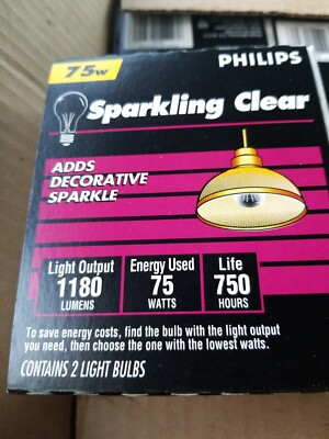  PHILIPS 75A/CL Lamp 120 VOLTS 75 Watts (24 Bulbs) New, Full Case.