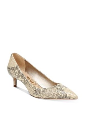 

SAM EDELMAN Женские бежевые кожаные туфли-лодочки без шнуровки на маленьком каблуке со змеиным носком, 11 м, Бежевый, F8816LH