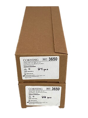 (46) CORNING 96-Well PS NBS Microplates 360uL Black Flat Bottom 3650