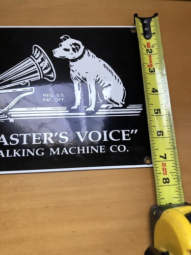 Ande Rooney RCA Victor Porcelain Enameled Sign Dog Phonograph Nipper Dog Drecord