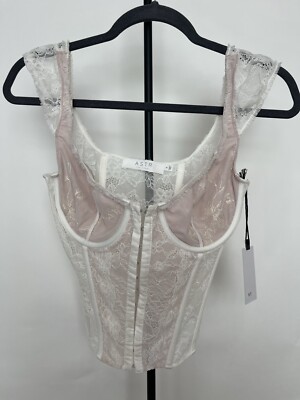 Astr The Label White And Pale Pink Corset Top Small Style Act17593 $114