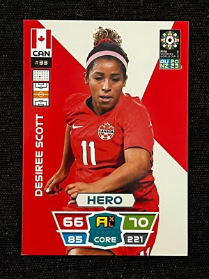 ADRENALYN CARD PANINI FIFA WOMEN WORLD CUP 2023 DESIREE SCOTT CANADA # 33