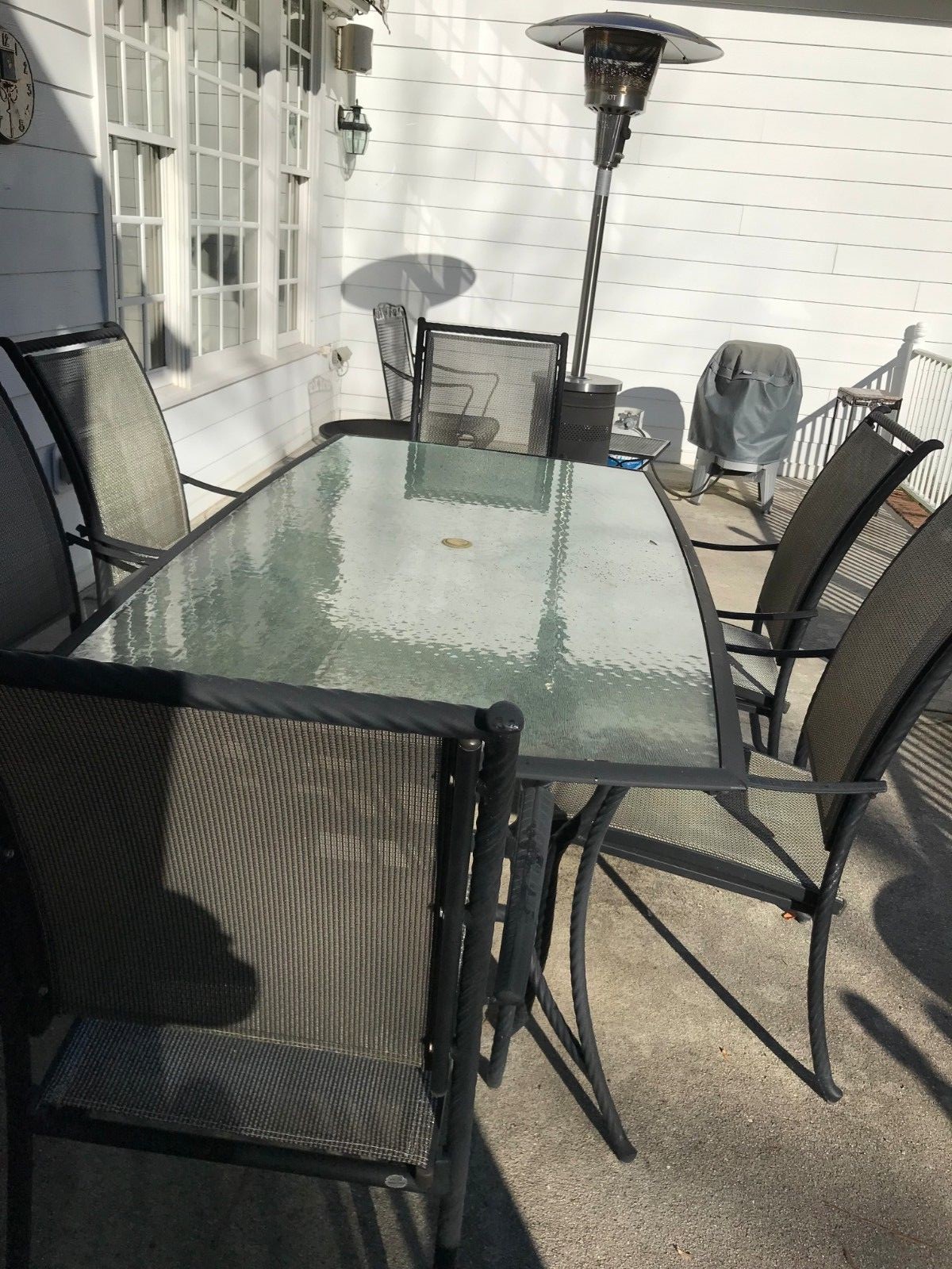 Outdoor Dining Set Glass Table Plus 6 Chairs LOCAL PICKUP ONLY VA