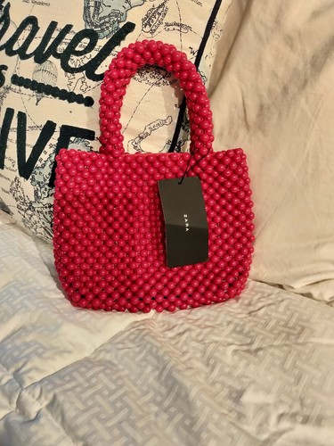 Zara New SS 2018 Beaded Mini Tote Bag - Pink | eBay
