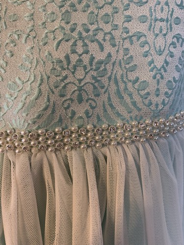 Bonnie Jean Girls Dress Size 14 Mint Green Formal Easter Pearl Rhinestone