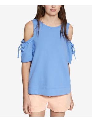 Женский синий топ SANCTUARY с завязками на плечах и коротким рукавом XS