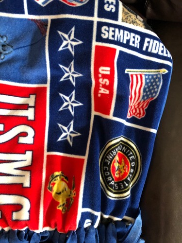 Handmade fleece scarf USMC Marines USA Flag Semper FI 56 x 16 1/2