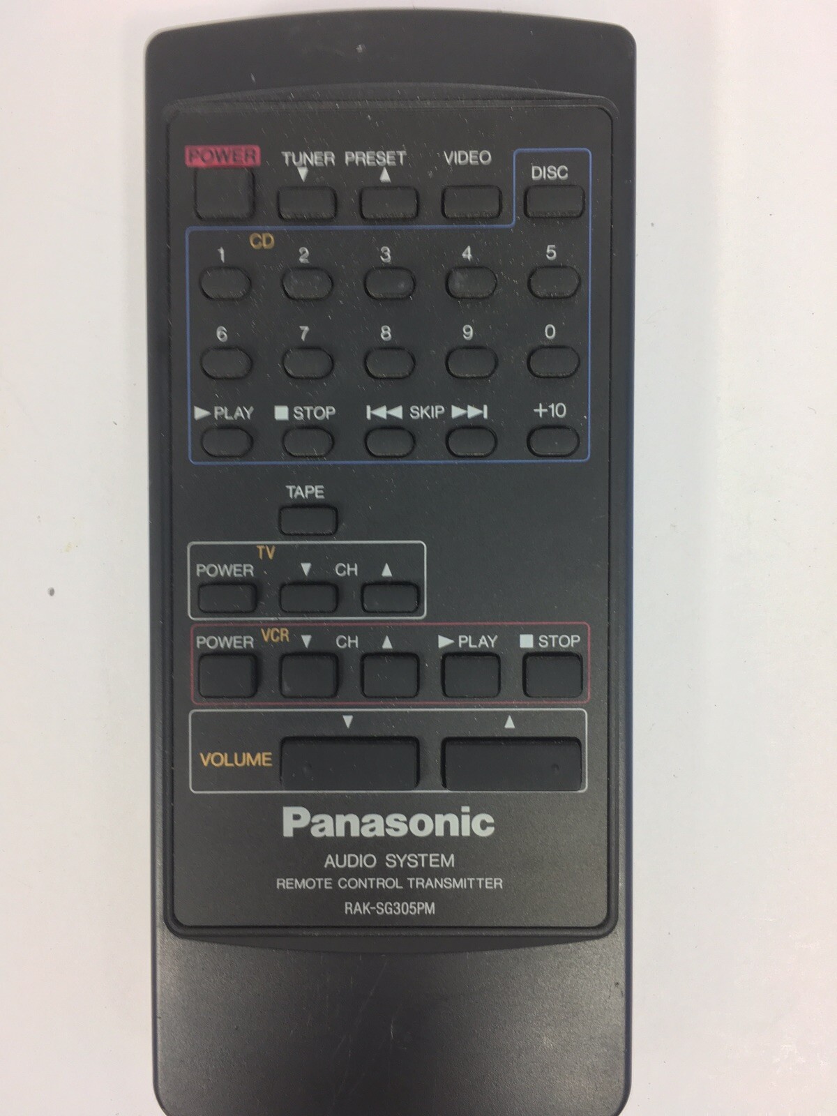 Panasonic RAK-SG305PM A/V System Remote Control SA-H82 HM32 SC-R620