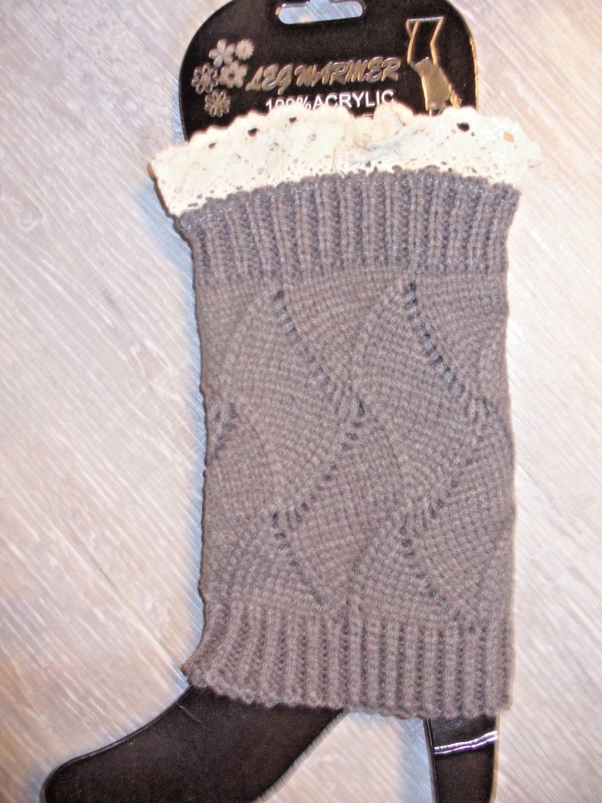 NIP Lot of 3  Women's Lace Boot Cuff / Leg Warmer Tan, Grey, Black