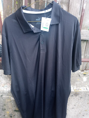 NWT PUMA Men's Polo Golf Short Sleeve Shirt Black Large