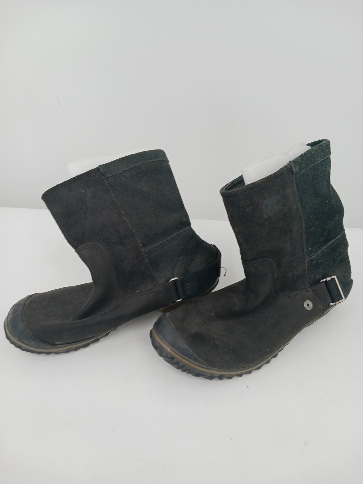 Sorel Women's Boots Size 8 Boot Black Chukka Pull On Buckle Stacked Heel Low