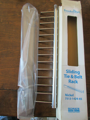 SCHULTE FREEDOMRAIL NICKEL SLIDING TIE & BELT RACK FREEDOM RAIL ORGANIZER