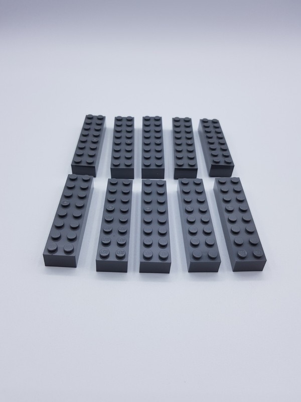 Lego Lot 10 X Brick 2x8 Dark Stone  Grey Ref 93888 / 6187438 *Neuf*