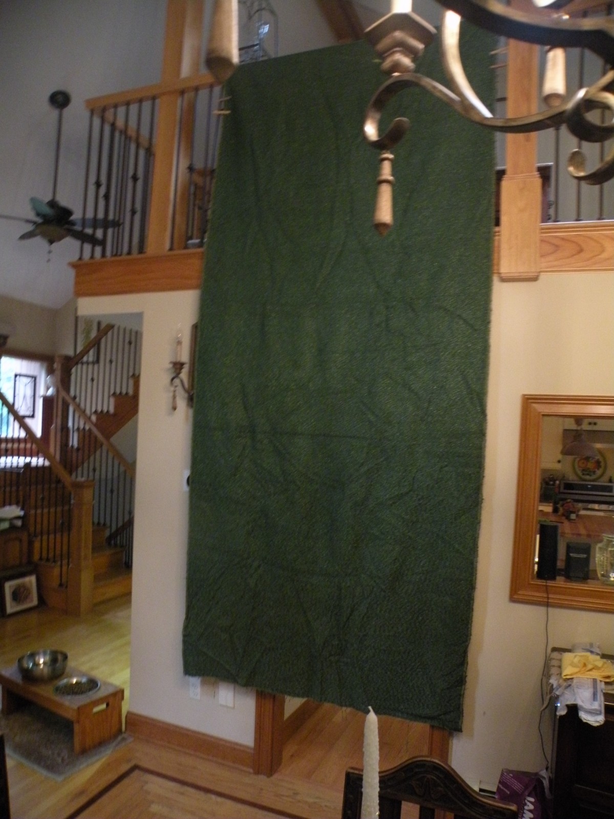 True Vintage 40's - Mid Century Upholstery Fabric Dk Green Silver Flecks 57x142