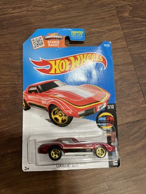 2016 HOT WHEELS CORVETTE STINGRAY, RED, #3/10 HW MILD TO WILD, #58/250, GOLD RIM