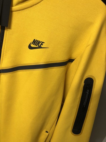 Pre-owned Nike Sportswear Tech Fleece Hoodie Dark Sulfur Yellow/black Sz M Cu4489-743 Rare