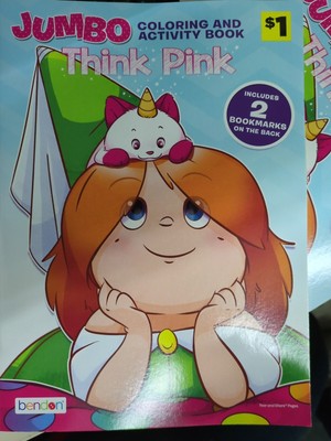 Bendon Think Pink Jumbo Coloring Activity Book Tear & Share Lot Of 2