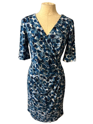 Connected Dress Blue Circles 8 Short Sleeve Stretch Sheath Washable Career