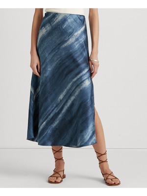 

LAUREN RALPH LAUREN Женская синяя юбка-трапеция миди с принтом, Синий