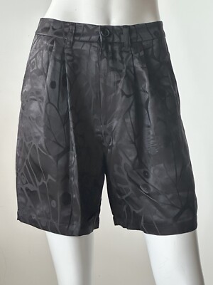 Anine Bing Carrie Black Floral Jacquard Shorts Silk Size 36