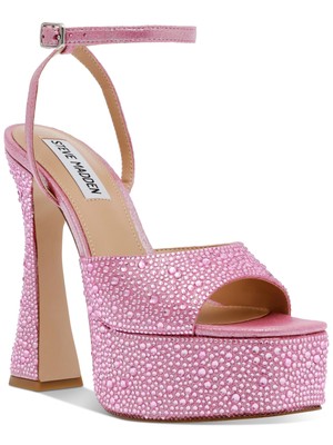 

STEVE MADDEN Женские розовые стразы, 2 дюйма, регулируемый ремешок на щиколотке с мягкой подкладкой на платформе, Розовый, LIGH04S1