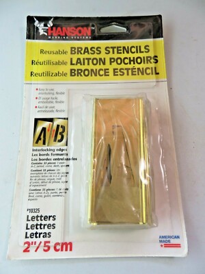 C.H. Hanson 2  Reusable Brass Interlocking Stencil Letters 33 Piece 10325 NEW