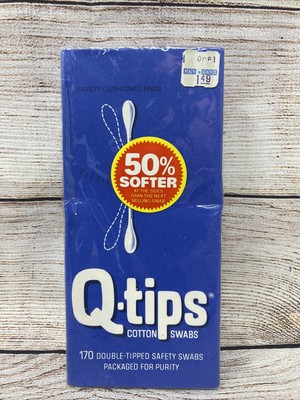 Vintage Q-Tips Cotton Swabs Original Box with Paper Qoupon Advertising Ephemera