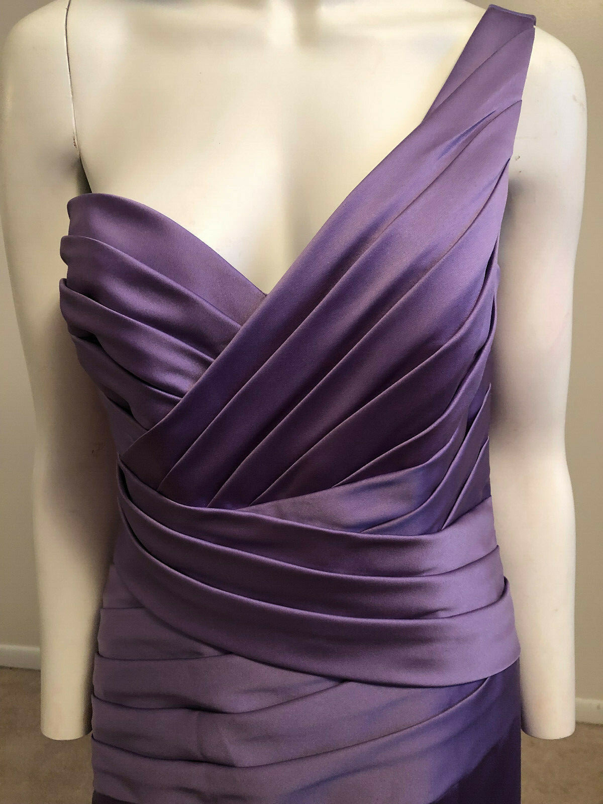 NWT One Shoulder Lavender Formal Prom Floor Length Dress by Alfred Angelo Size 8
