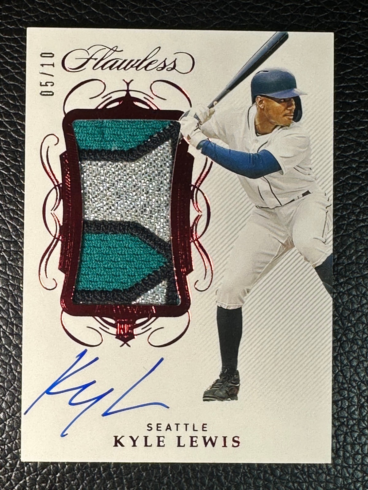 2020 Panini Flawless Red RPA Kyle Lewis 5/10 Auto Autograph Patch RC Rookie